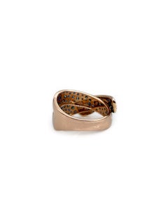 Modern 18 Karat Gold 0.45 Carat Blue Diamond 0.80 Carat Sapphire Buckle Ring