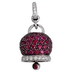 Modern 18 Karat Gold 1.60 Carat Ruby 0.30 Carat Diamond Bell Shape Pendant