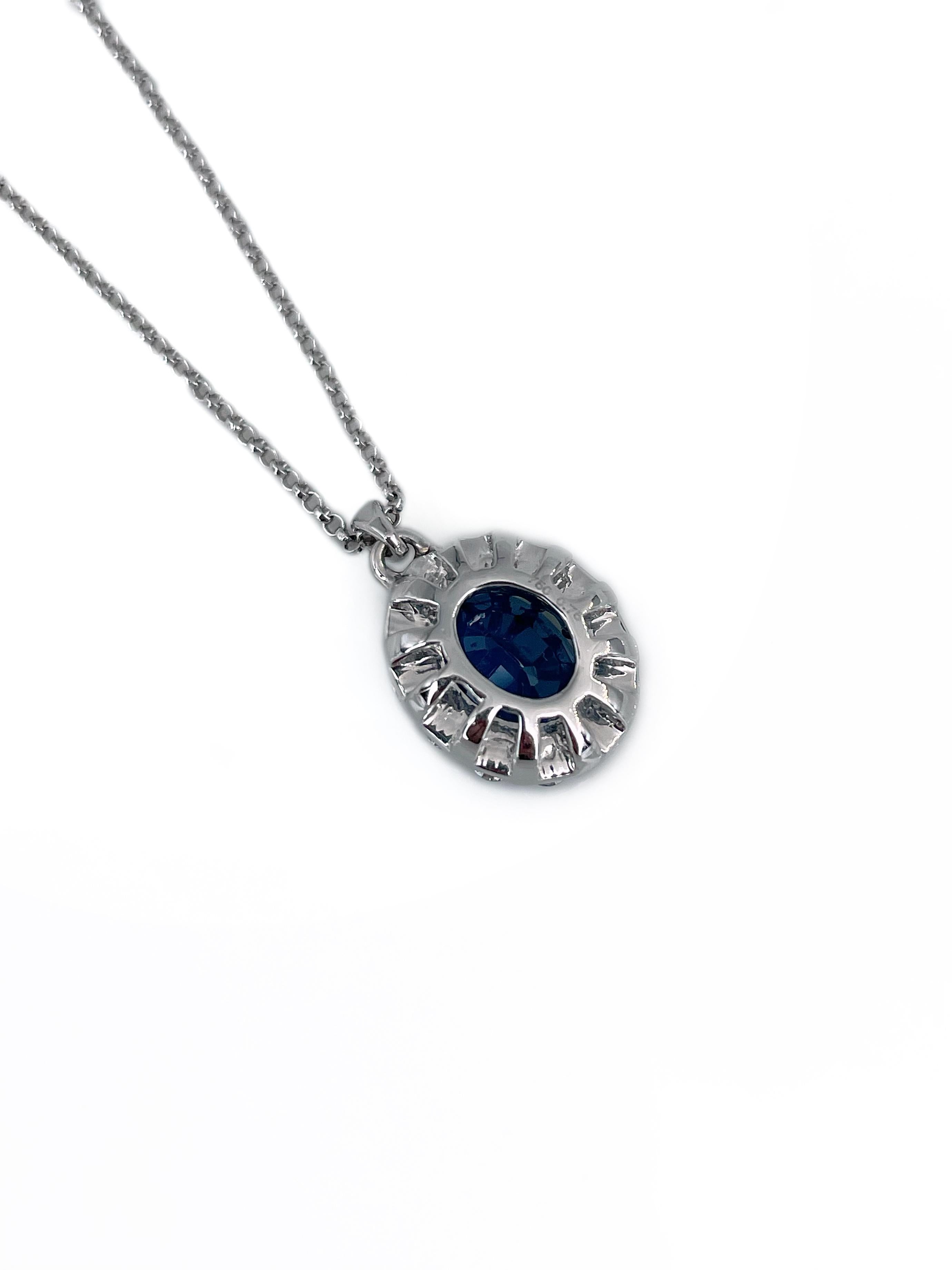 Women's Modern 18 Karat Gold 1.80 Carat Sapphire 0.60 Carat Diamond Pendant Necklace