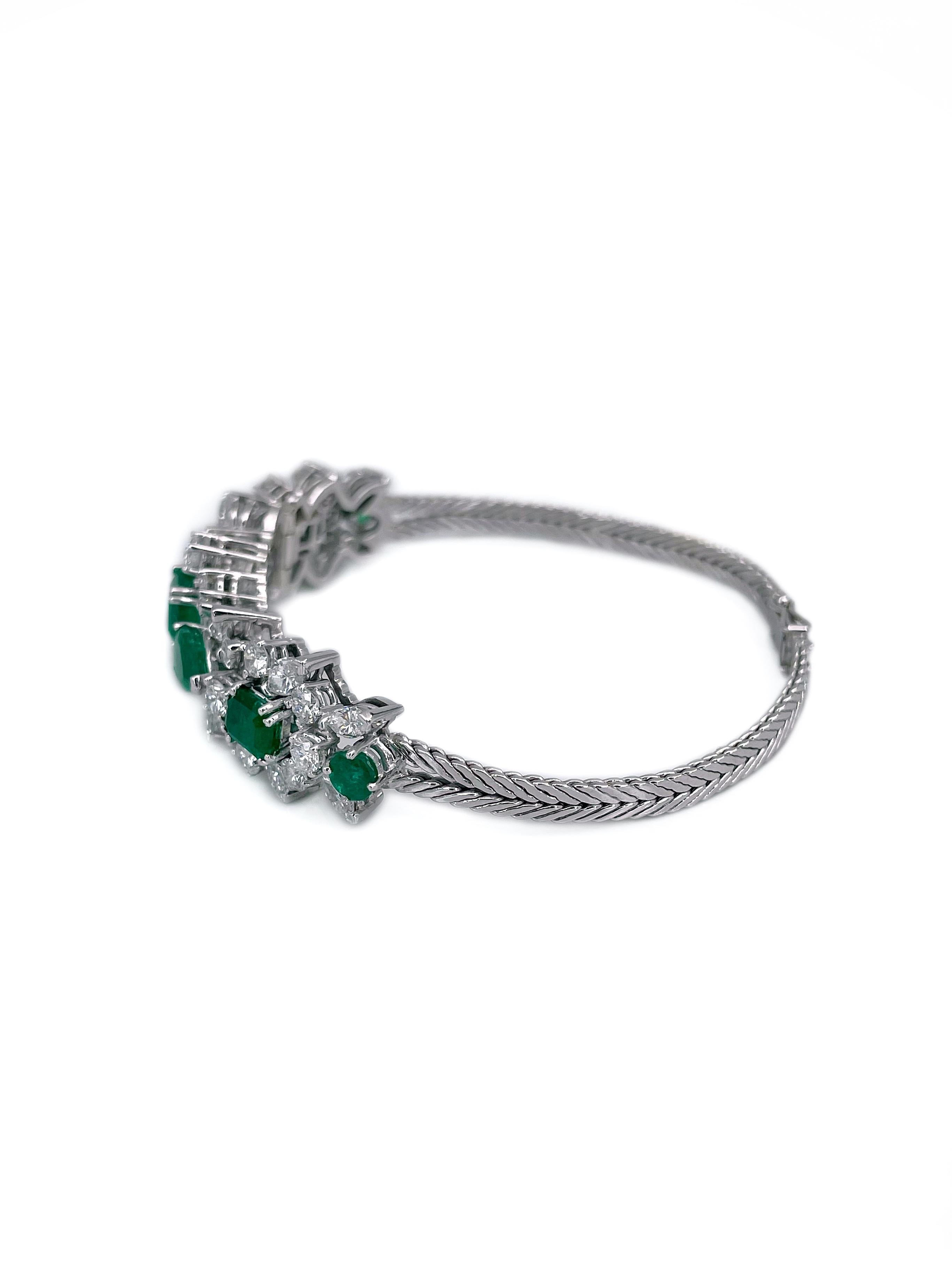 Moderne Bracelet moderne en or 18 carats 3,55 carats d'émeraude 4,30 carats de diamant en vente