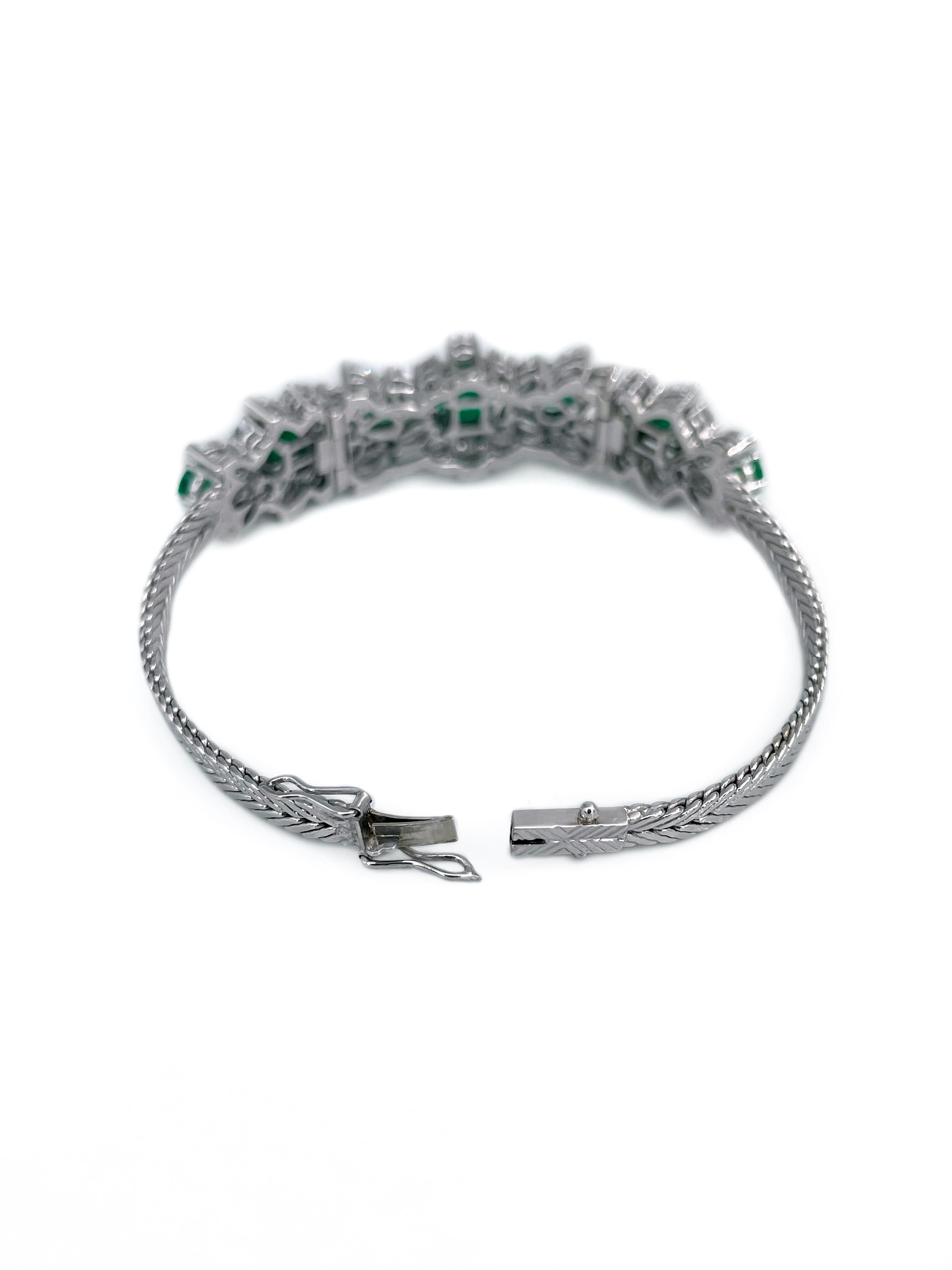 Taille mixte Bracelet moderne en or 18 carats 3,55 carats d'émeraude 4,30 carats de diamant en vente