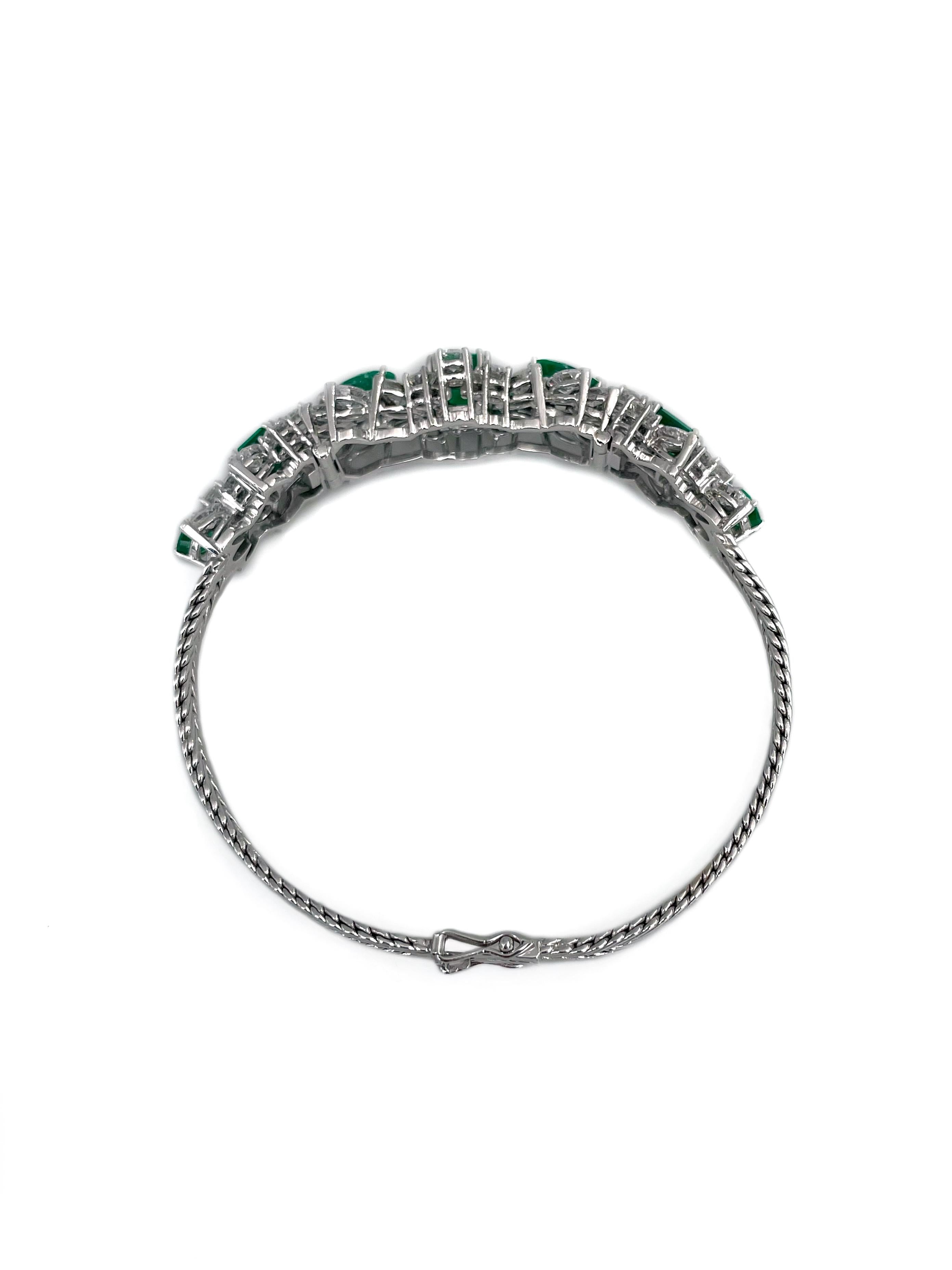 Bracelet moderne en or 18 carats 3,55 carats d'émeraude 4,30 carats de diamant Bon état - En vente à Vilnius, Vilniaus apskr.