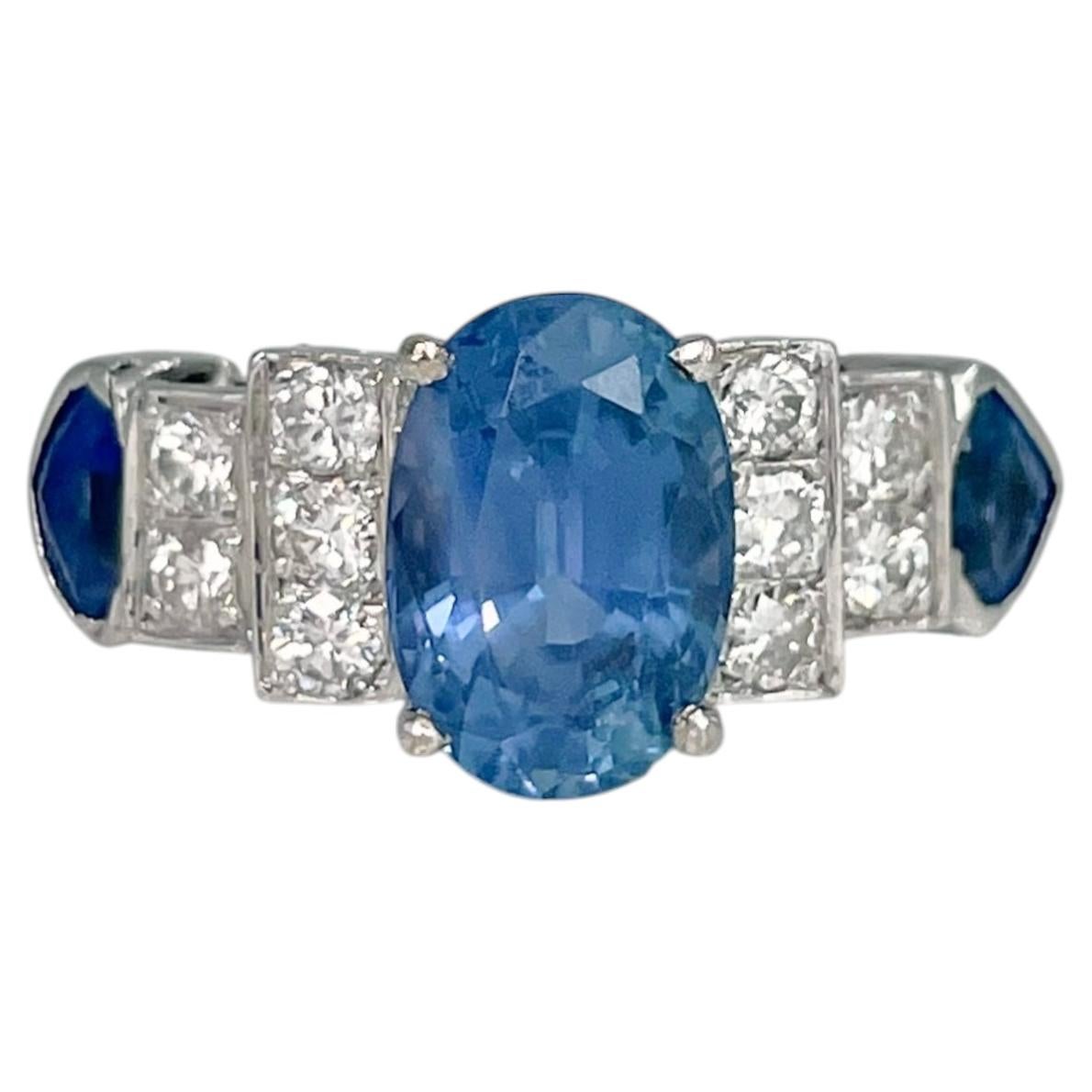 Modern 18 Karat Gold 3.60 Carat Sapphire 0.50 Carat Diamond Cocktail Ring