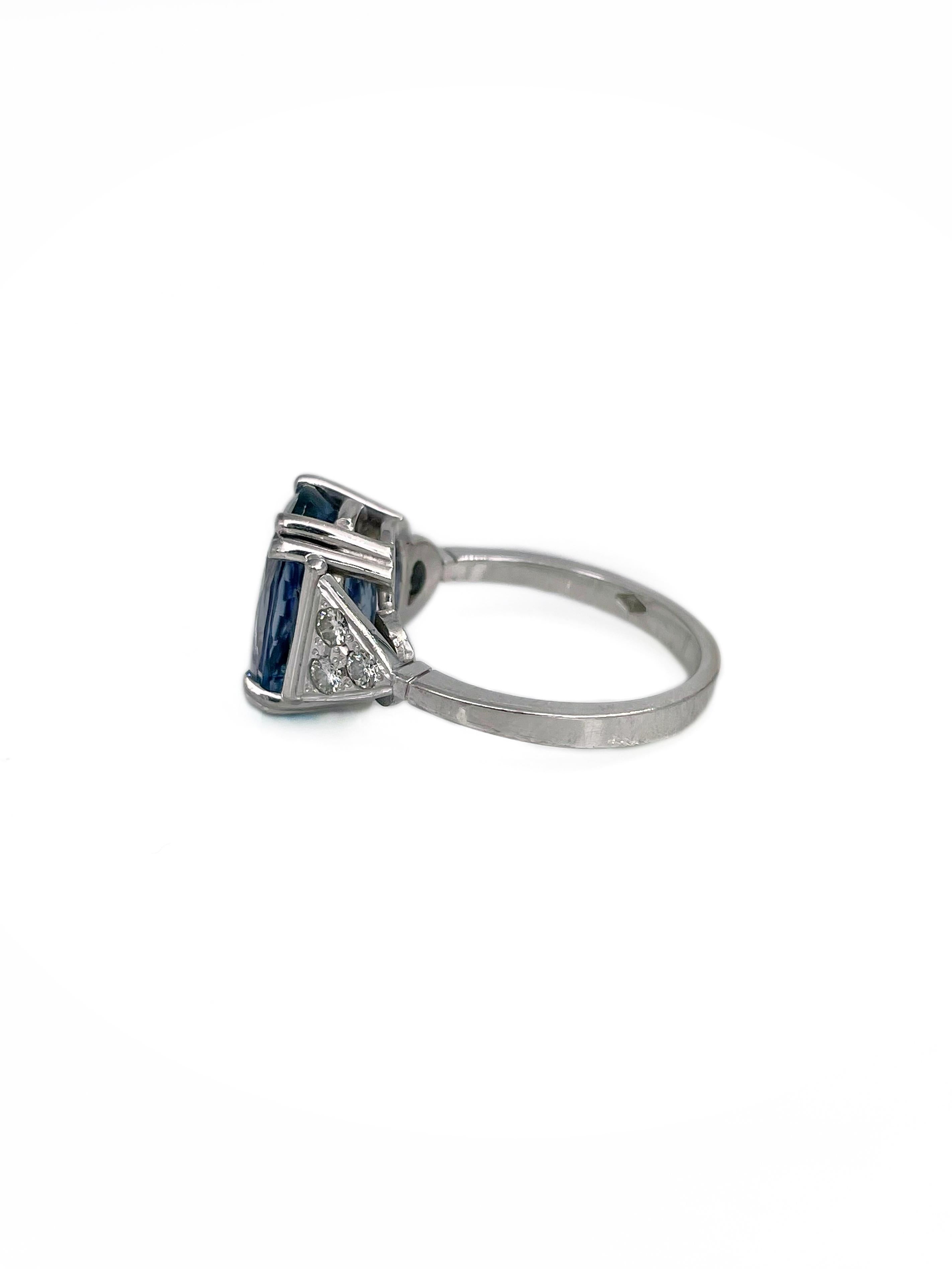 Moderner 18 Karat Gold 6,44 Karat Tansanit 0,30 Karat Diamant Cocktail Ring im Zustand „Gut“ im Angebot in Vilnius, Vilniaus apskr.