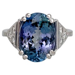 Modern 18 Karat Gold 6.44 Carat Tanzanite 0.30 Carat Diamond Cocktail Ring