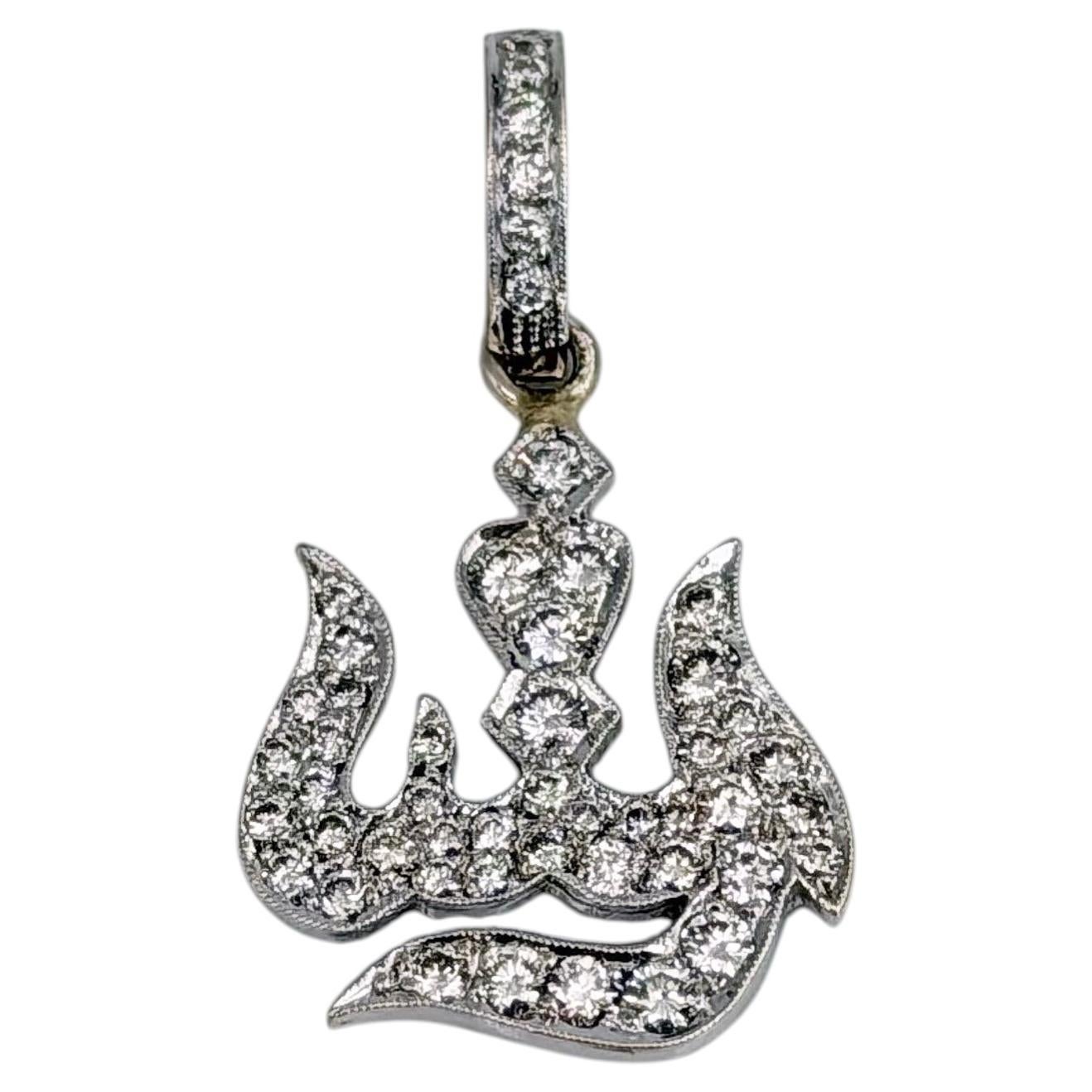 Modern 18 Karat Gold Diamond Arabic Script Pendant For Sale