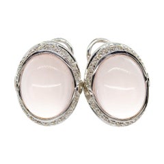 Modern 18 Karat Gold Moonstone and Diamond Earrings