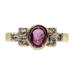 Modern 18 Karat Gold Natural Ruby and Diamond Ring