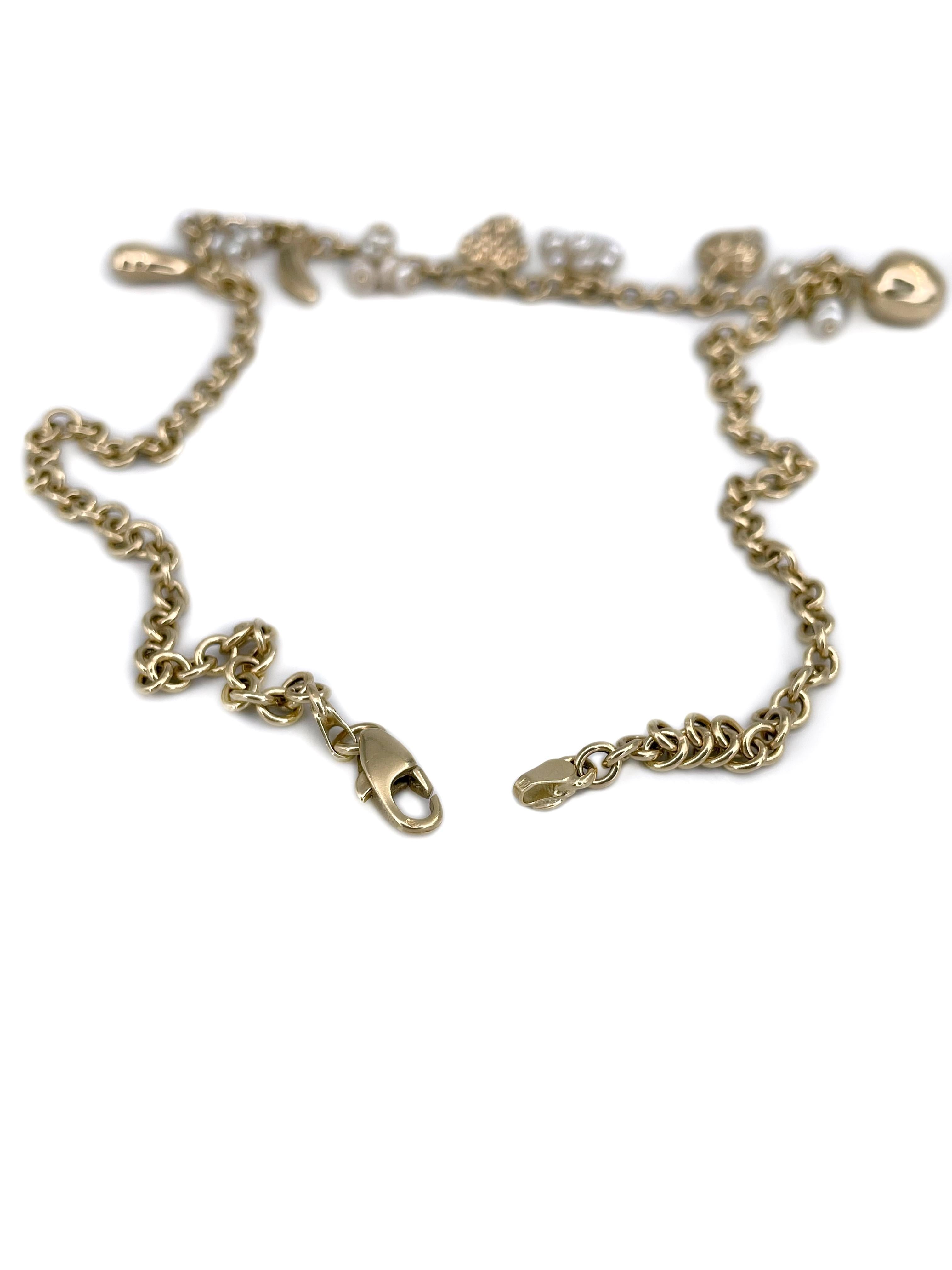 Moderne 18 Karat Gold Perle Obst Charm Kette Halskette im Angebot 1