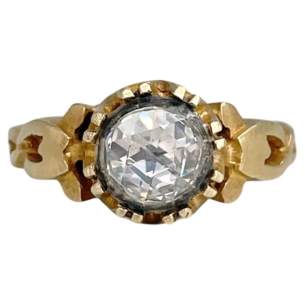 Moderner Solitär-Diamantring mit Rosenschliff aus 18 Karat Gold
