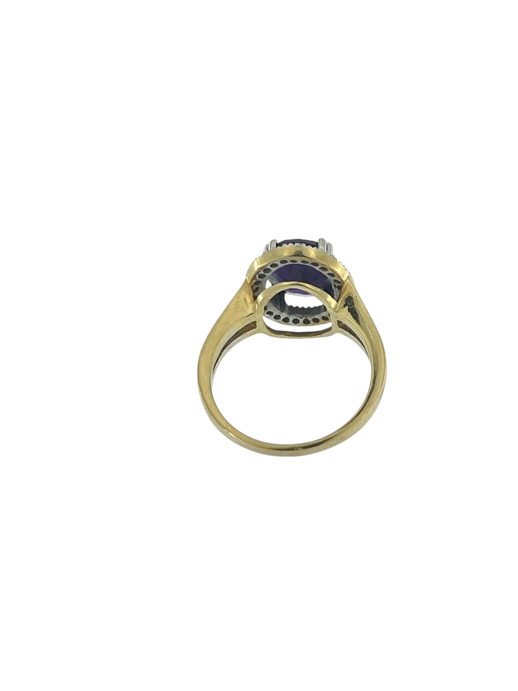 Bague et pendentif modernes en or 18 carats avec améthyste et zircons Bon état - En vente à Esch sur Alzette, Esch-sur-Alzette