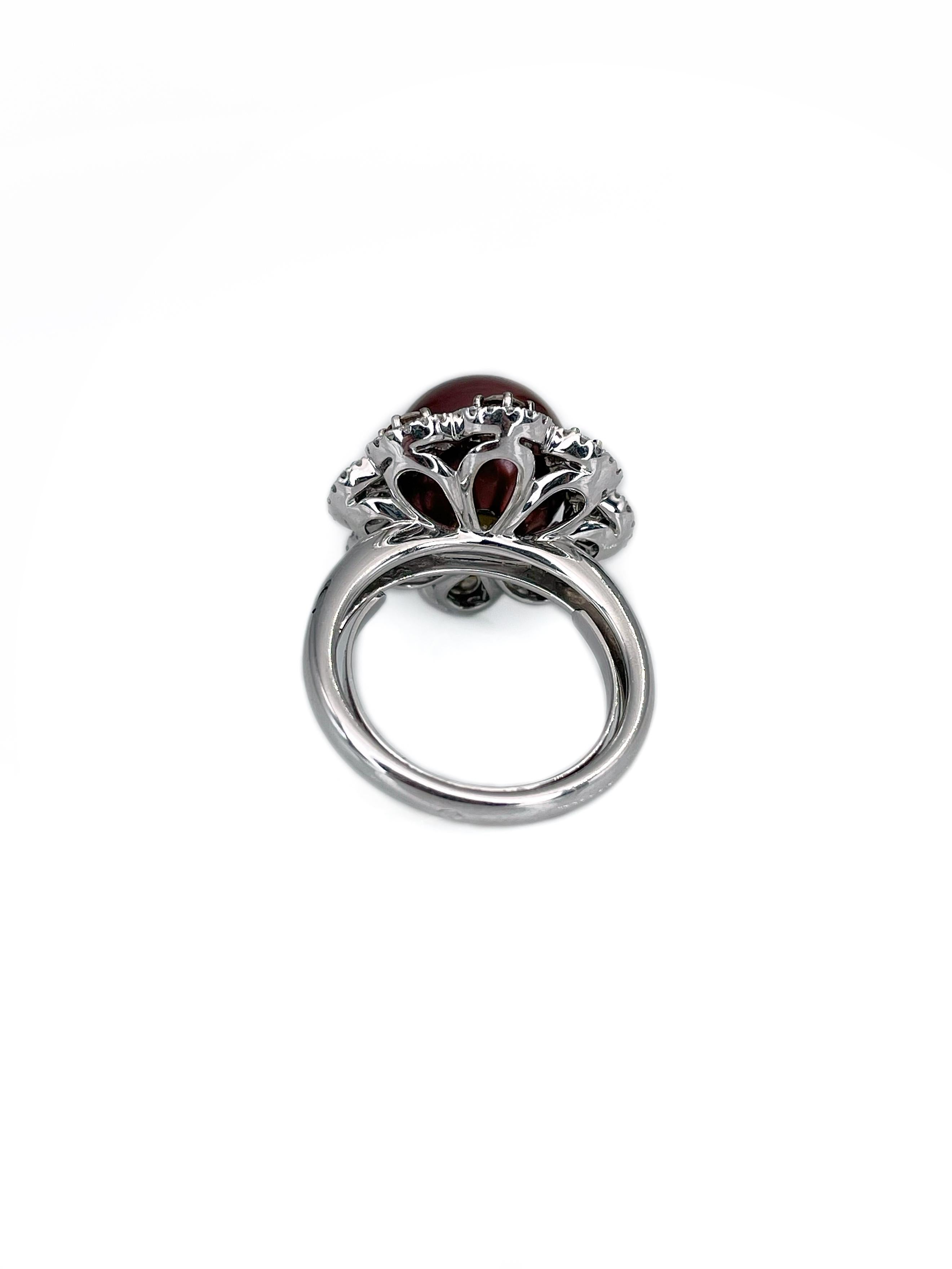 Women's Modern 18 Karat Gold Tahitian Chocolate Pearl 1.65 Carat Diamond Cocktail Ring