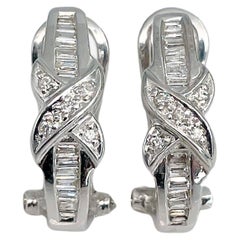 Moderne Ohrringe aus 18 Karat Gold TW 0,25 Karat Diamant X Design Französisch Rücken Ohrringe