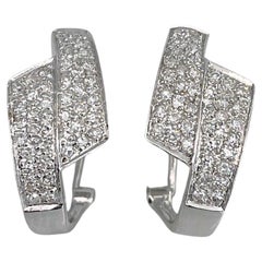Boucles d'oreilles modernes en or 18 carats TW 0.42 carat Diamond Geometric Design French Back Earrings