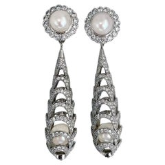 The Moderns Boucles d'oreilles transformables en or 18 carats TW 5.80 Diamond Pearl