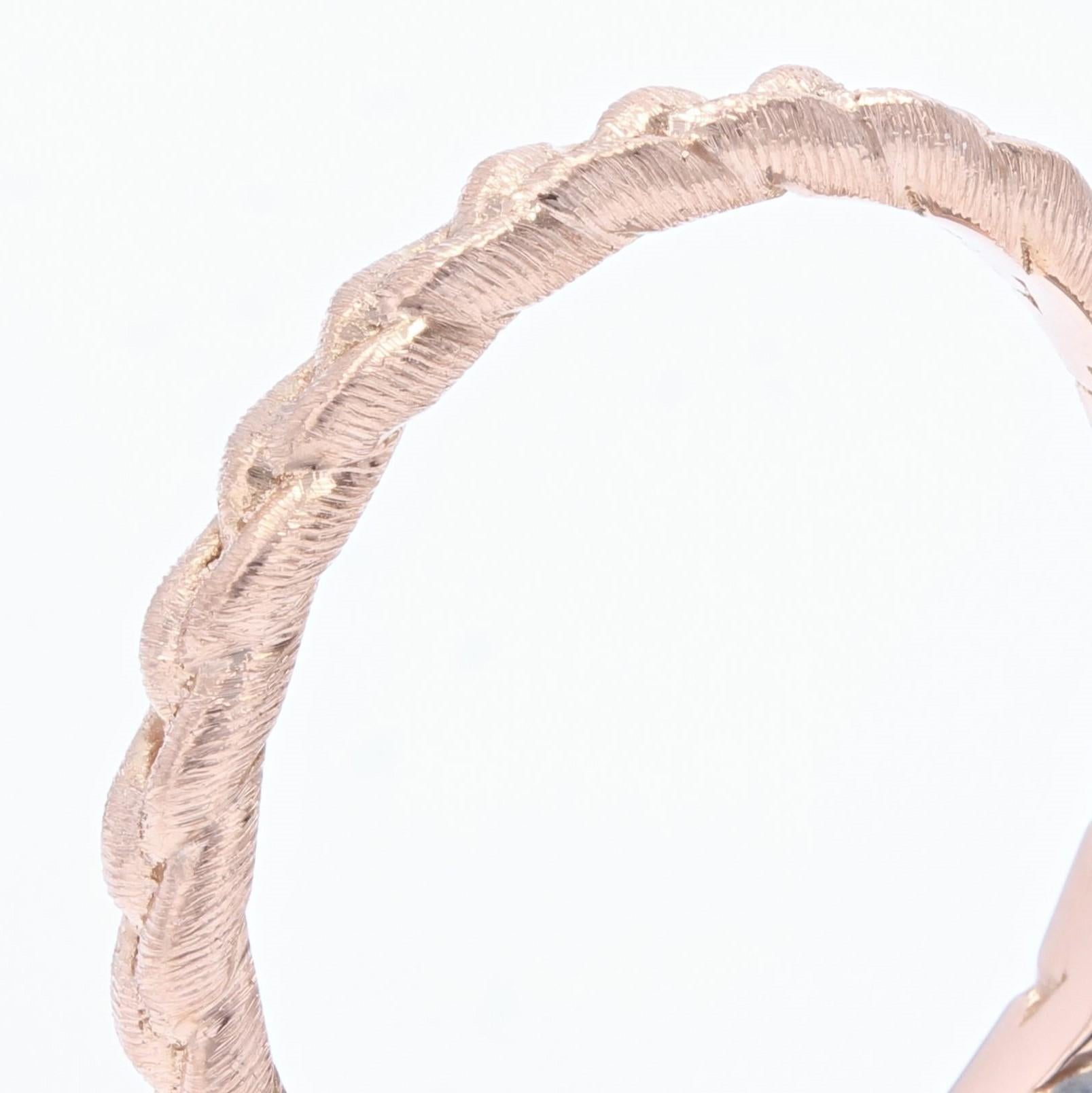 Modern 18 Karat Rose Gold Chiseled Braided Wedding Ring In New Condition For Sale In Poitiers, FR