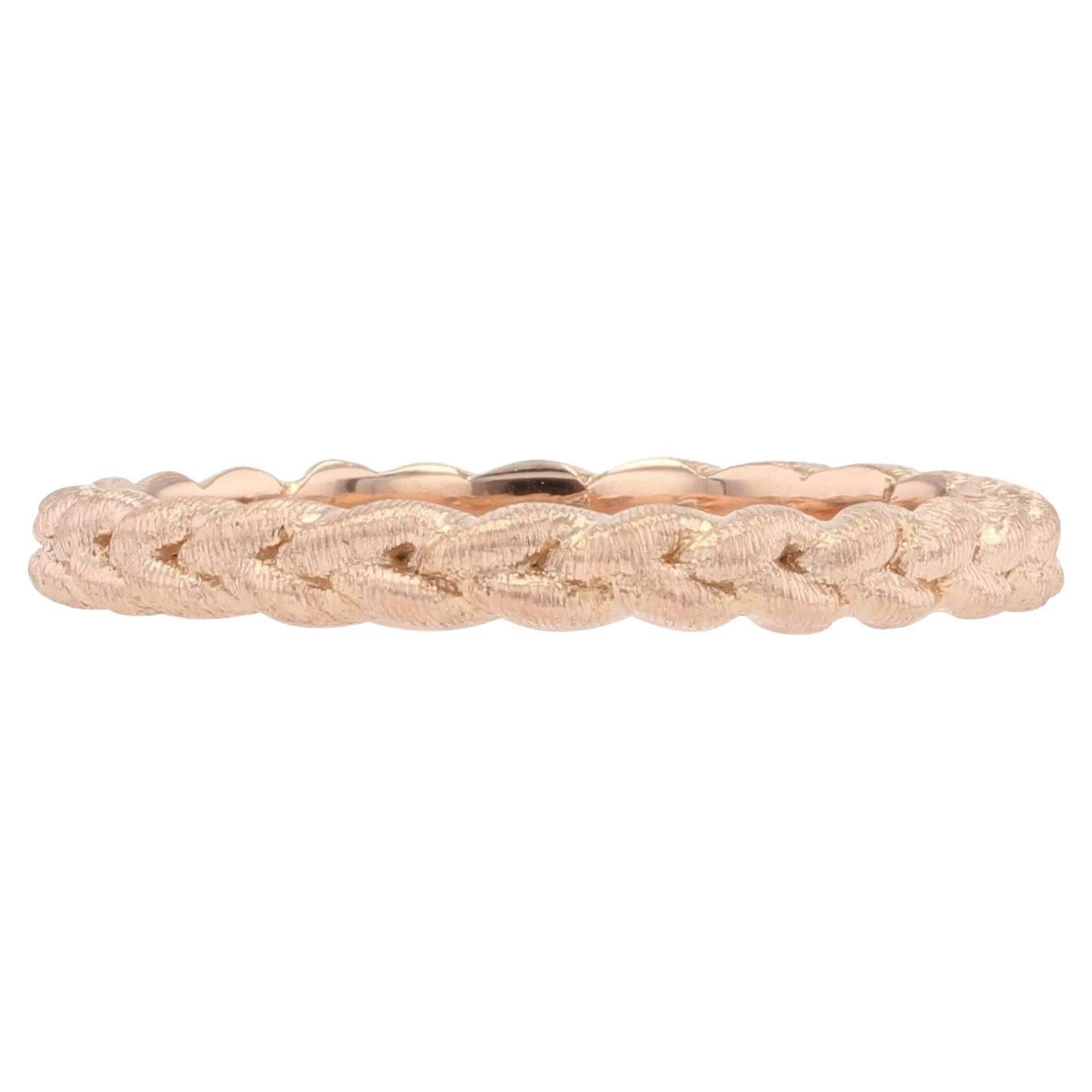 Modern 18 Karat Rose Gold Chiseled Braided Wedding Ring For Sale