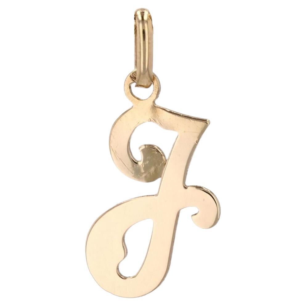 Ciondolo moderno a forma di lettera "J" in oro rosa a 18 carati