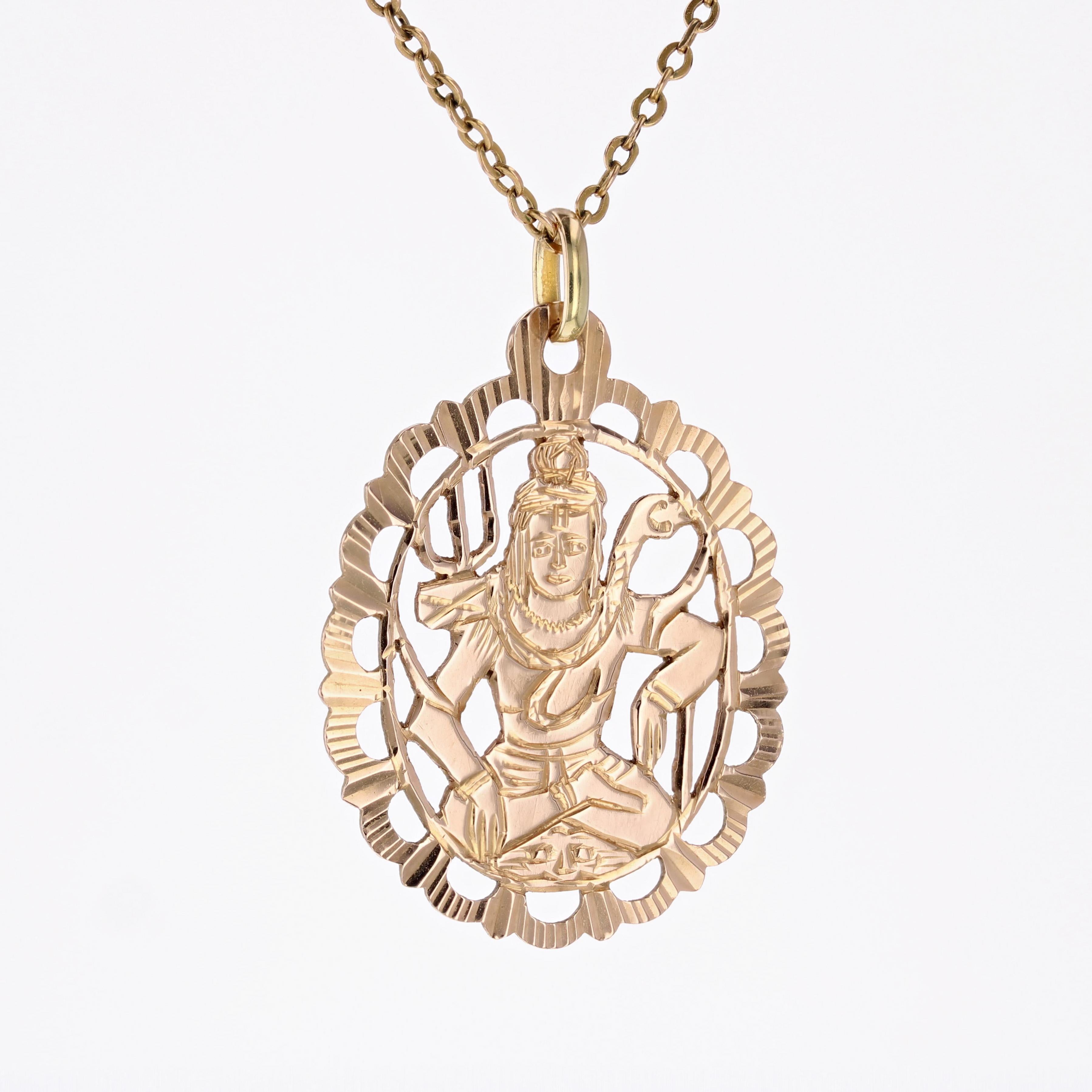 da uomo o donna Ciondolo ovale Shiva moderno in oro rosa 18 carati in vendita