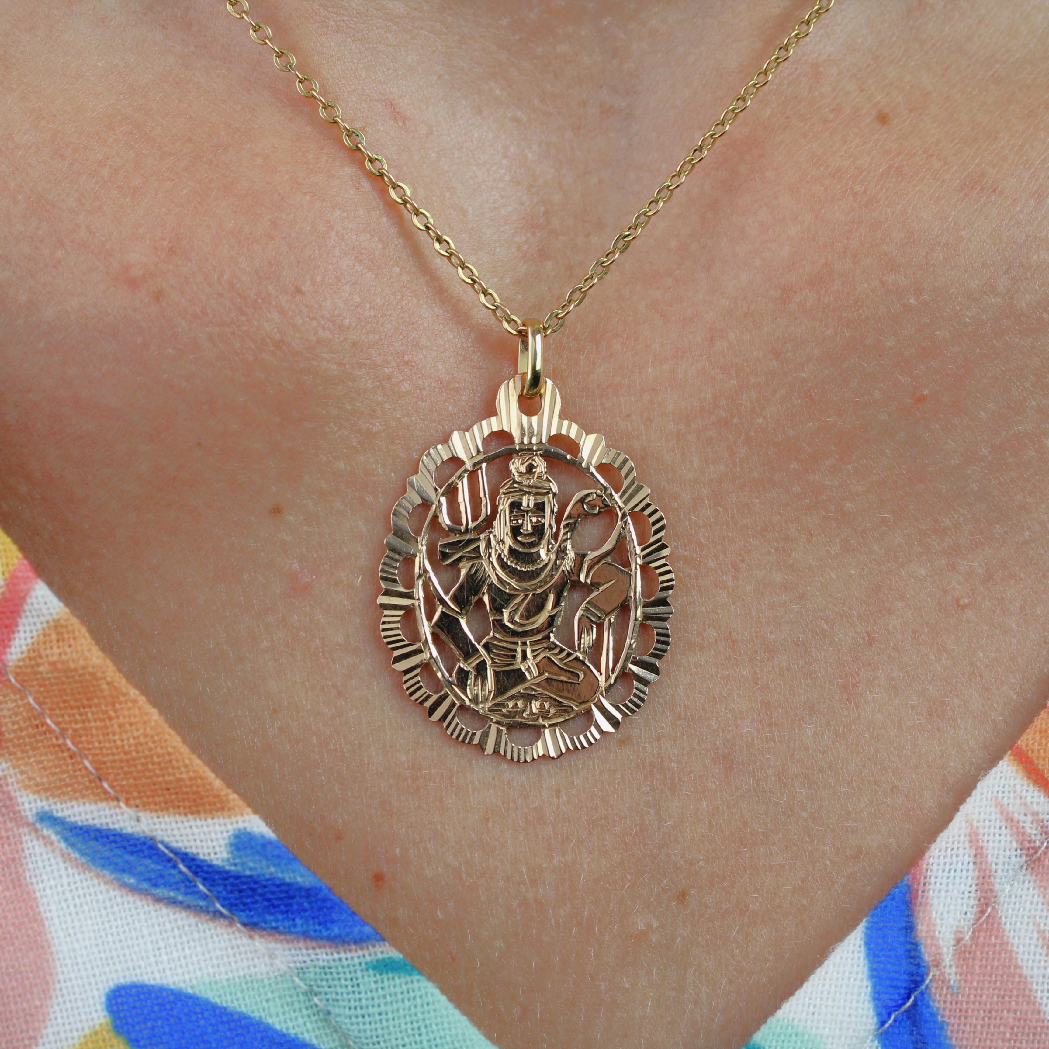 Ciondolo ovale Shiva moderno in oro rosa 18 carati in vendita 2