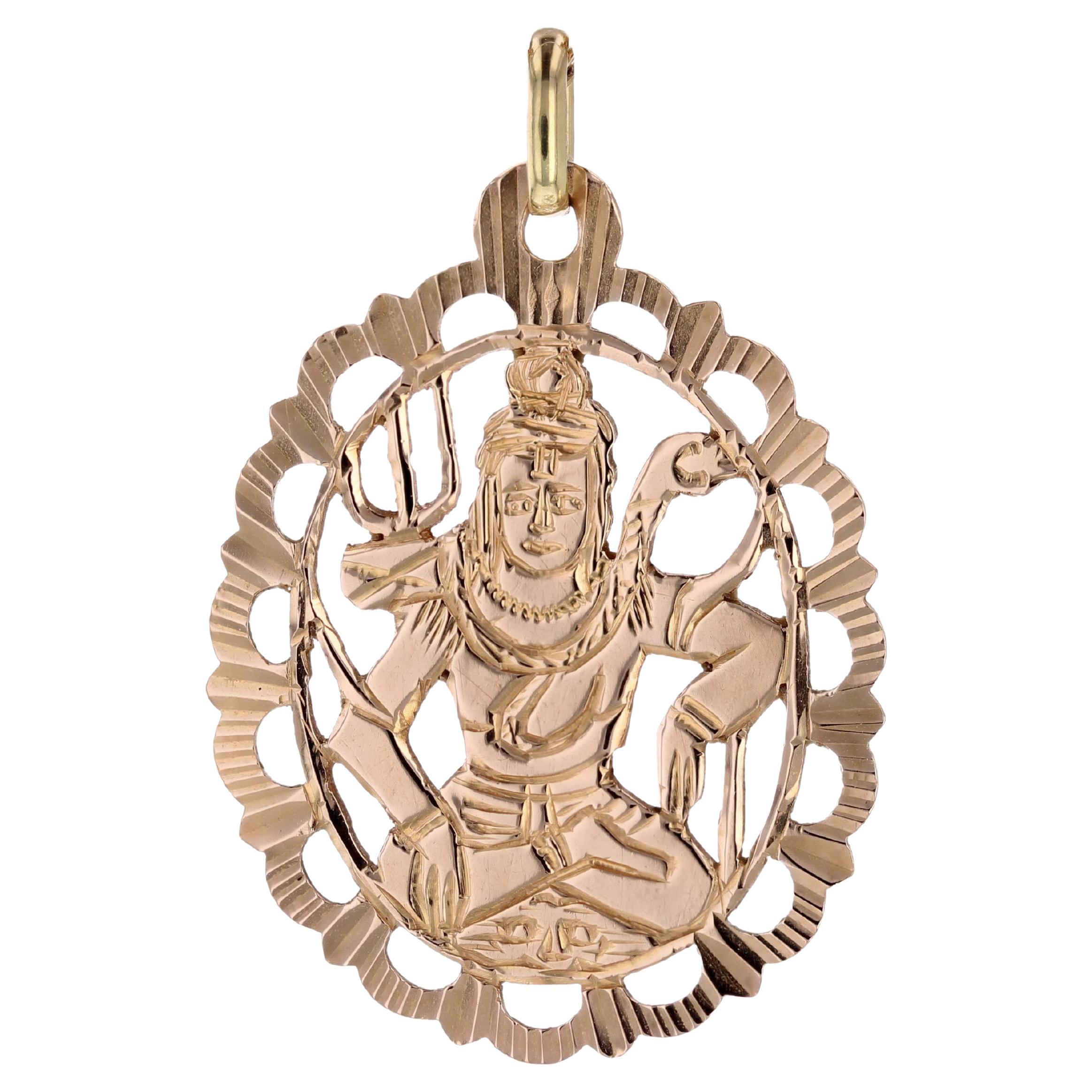 Ciondolo ovale Shiva moderno in oro rosa 18 carati in vendita