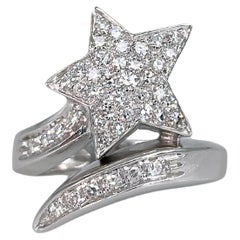 Moderner 18 Karat Weißgold 0,40 Karat VVS-VS Diamant Star Comet Cocktail Ring