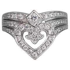 Modern 18 Karat White Gold 0.50 Carat Diamond Heart Ring