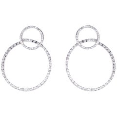 Modern 18 Karat White Gold 0.51 Karat G Color VS1 White Diamonds Design Earrings