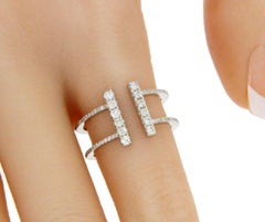 Modern 18 Karat White Gold 0.54 Carat Diamond T Wire Ring
