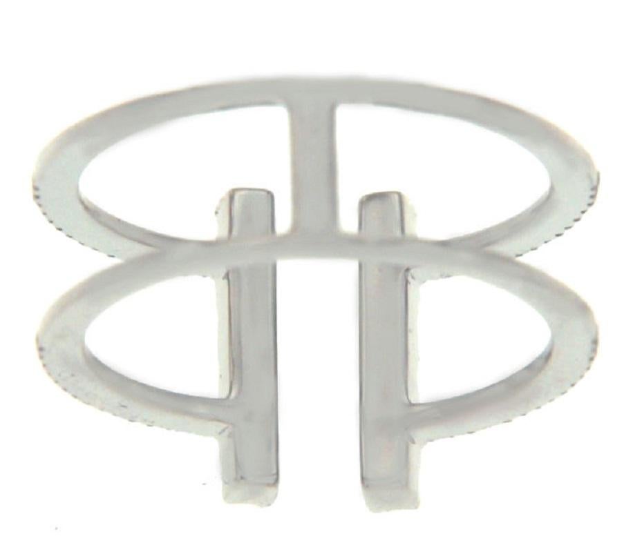 Women's Modern 18 Karat White Gold 0.54 Carat Diamond T Wire Ring For Sale
