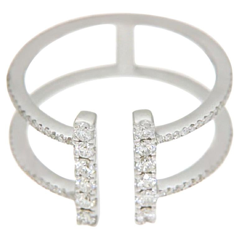 Modern 18 Karat White Gold 0.54 Carat Diamond T Wire Ring