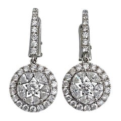 Orecchini a goccia moderni in oro bianco 18 carati 0,95 carati VS SI con diamante traforato