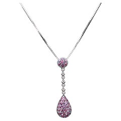 Vintage Modern 18 Karat White Gold 1.11 Carat Garnet Rhodolite Diamond Collier Necklace