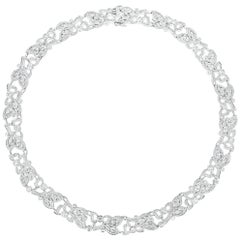 Modern 18 Karat White Gold, 8.50 Carat Diamond Carelle Florette Collar Necklace