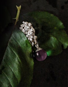Modern Style Eighteen Karat White Gold Plum Blossom Brooch with Diamonds