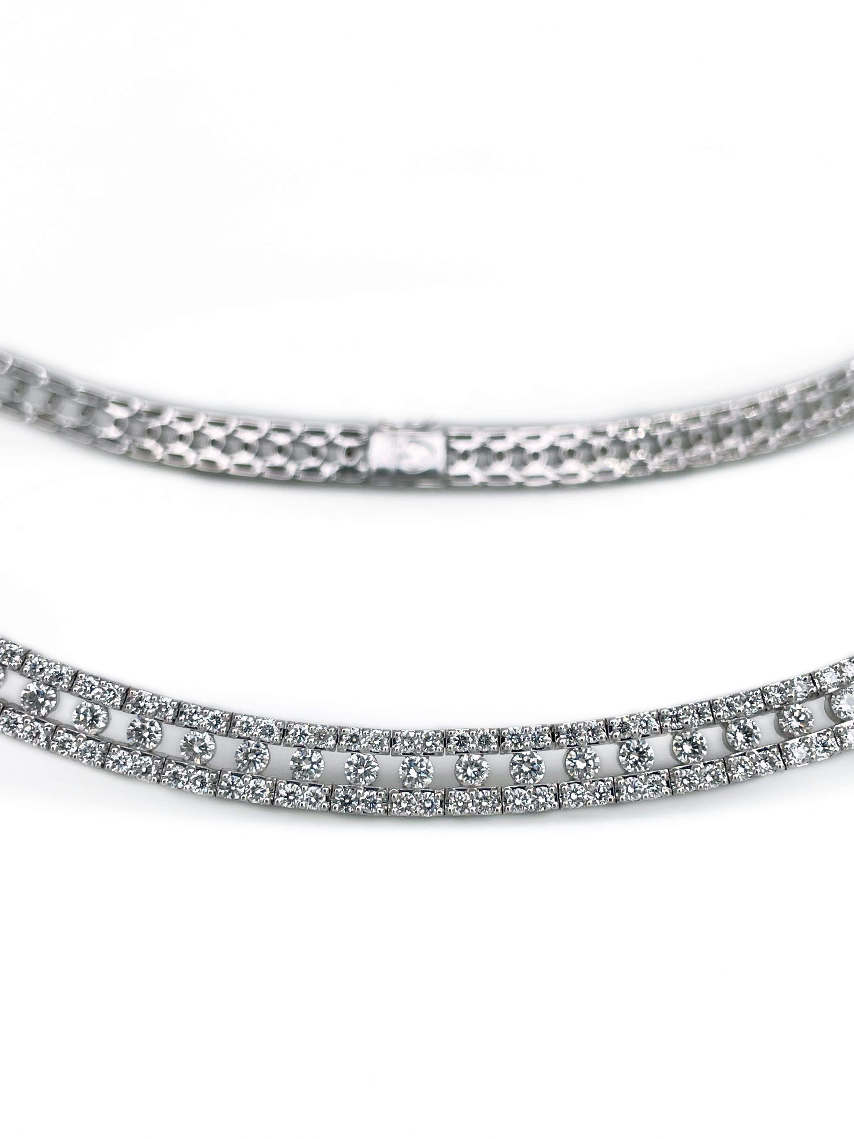 Taglio brillante Collana moderna in oro bianco 18 carati TW 7,00 carati con diamante a collier in vendita