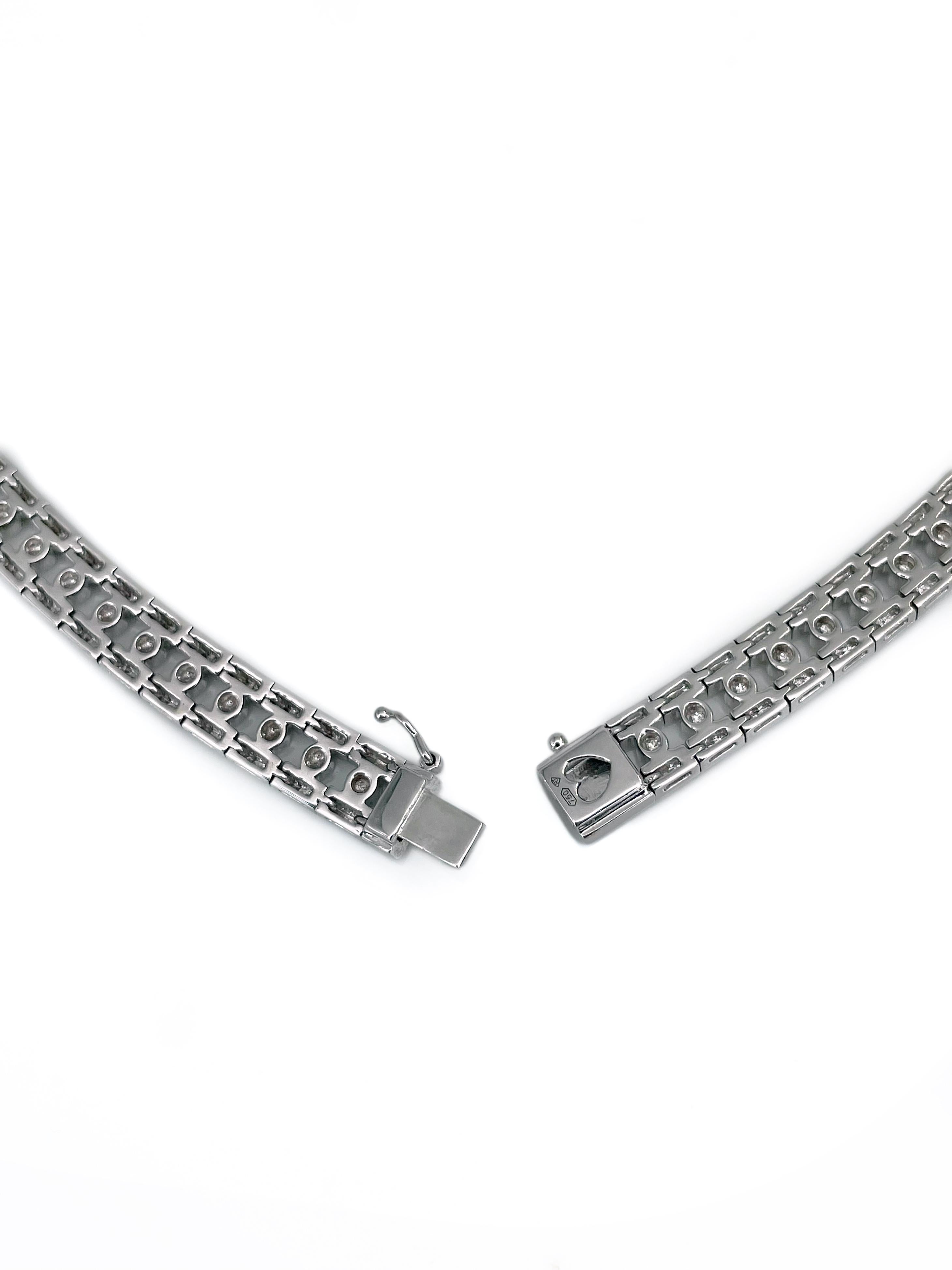 Donna Collana moderna in oro bianco 18 carati TW 7,00 carati con diamante a collier in vendita