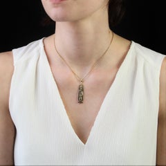 Modern 18 Karat Yellow and Rose Gold Egyptian Cartouche Pendant