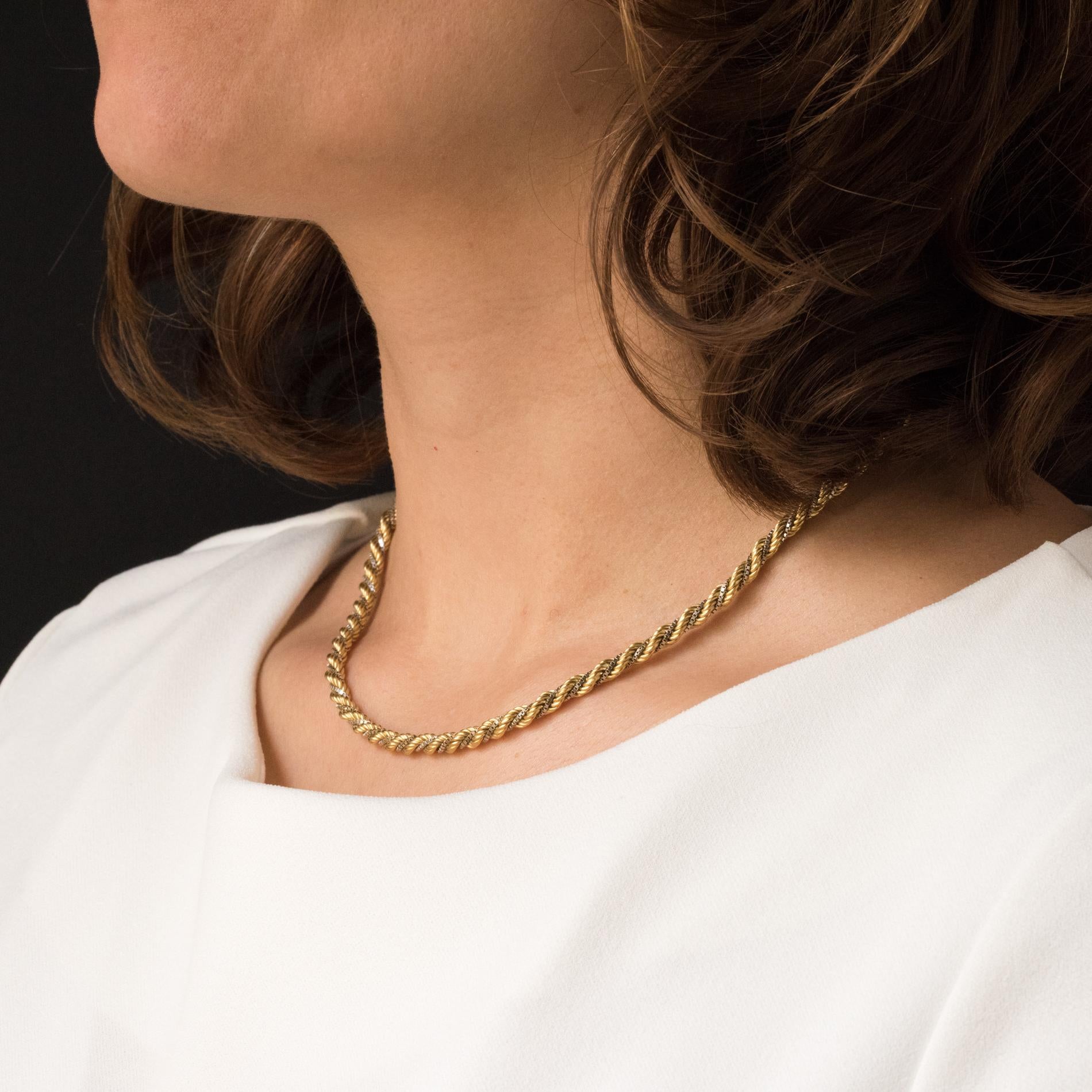 Women's Modern 18 Karat Yellow and White Gold Braided Necklace