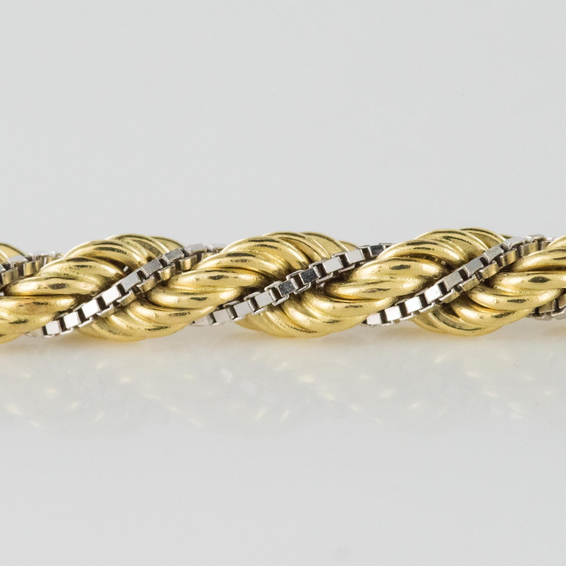 Modern 18 Karat Yellow and White Gold Braided Necklace 1