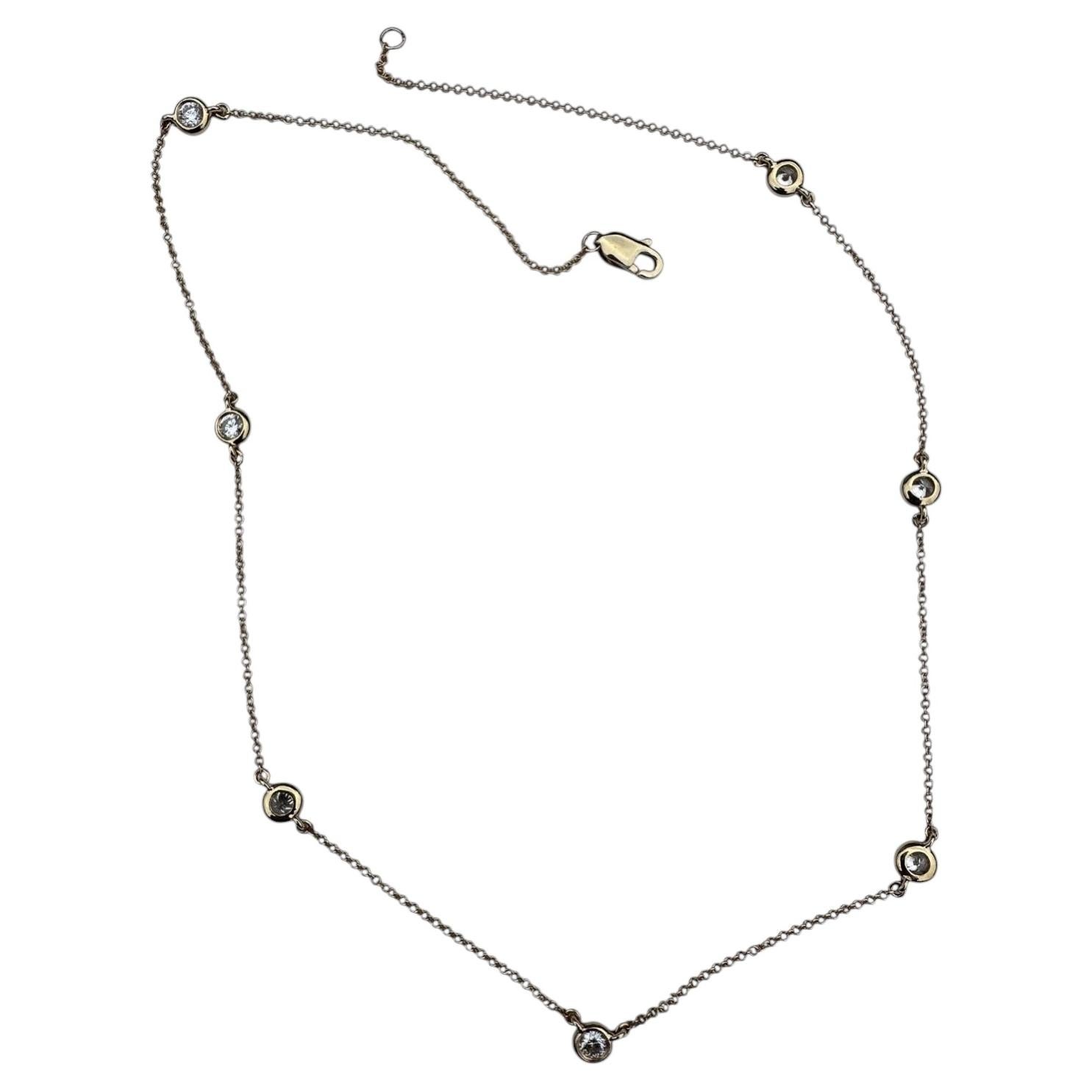 Collar moderno de 18 quilates con bisel amarillo y 7 diamantes engastados en línea, 1,40 ct, VS, F/G