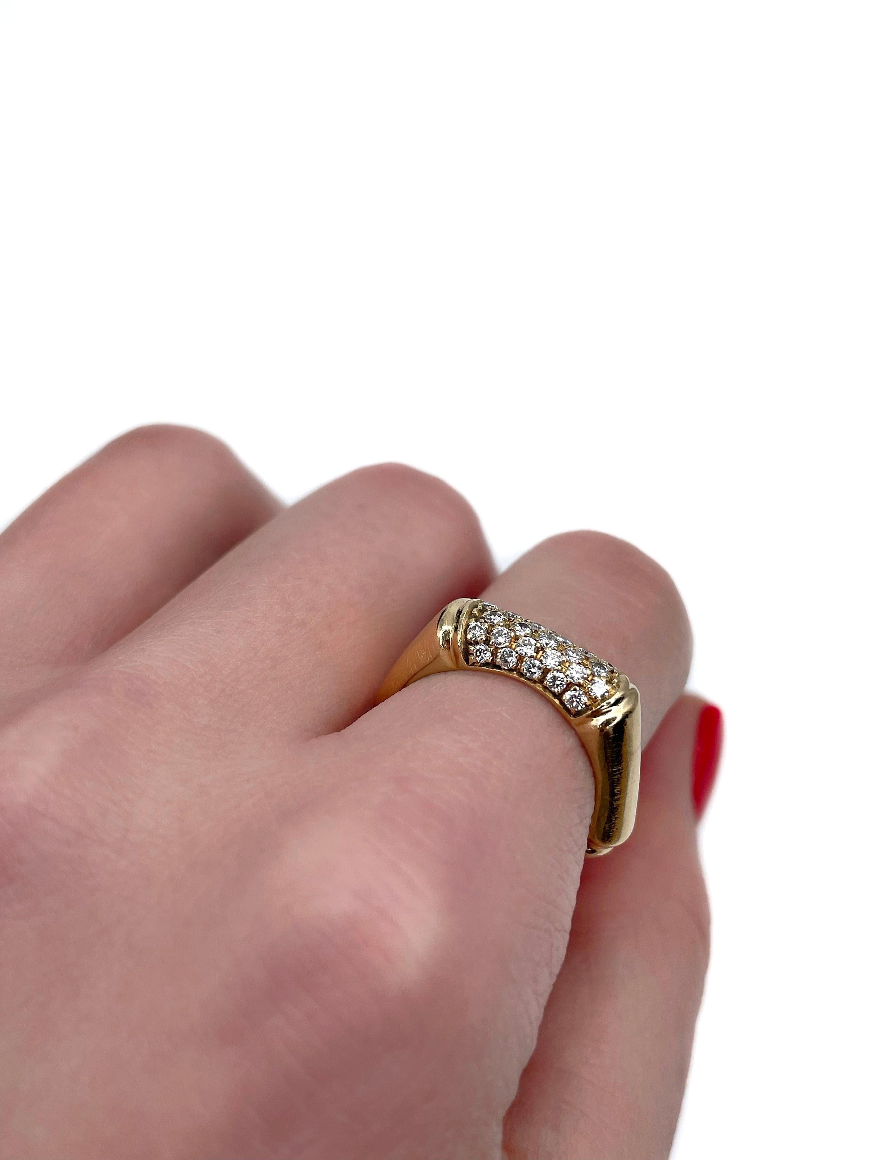Women's Modern 18 Karat Yellow Gold 0.40 Carat VVS-VS Diamond Bamboo Design Band Ring For Sale