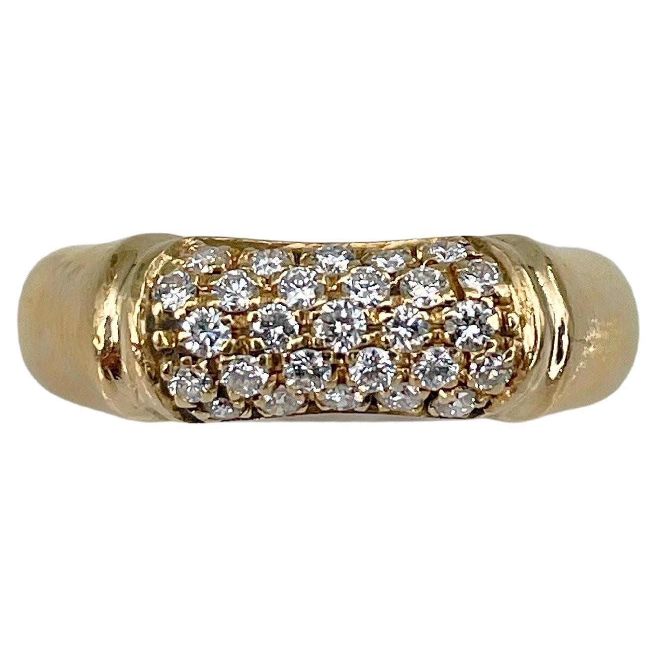 Moderner moderner Ring aus 18 Karat Gelbgold mit 0,40 Karat VVS-VS Diamant im Bambus-Design