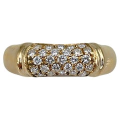 Vintage Modern 18 Karat Yellow Gold 0.40 Carat VVS-VS Diamond Bamboo Design Band Ring