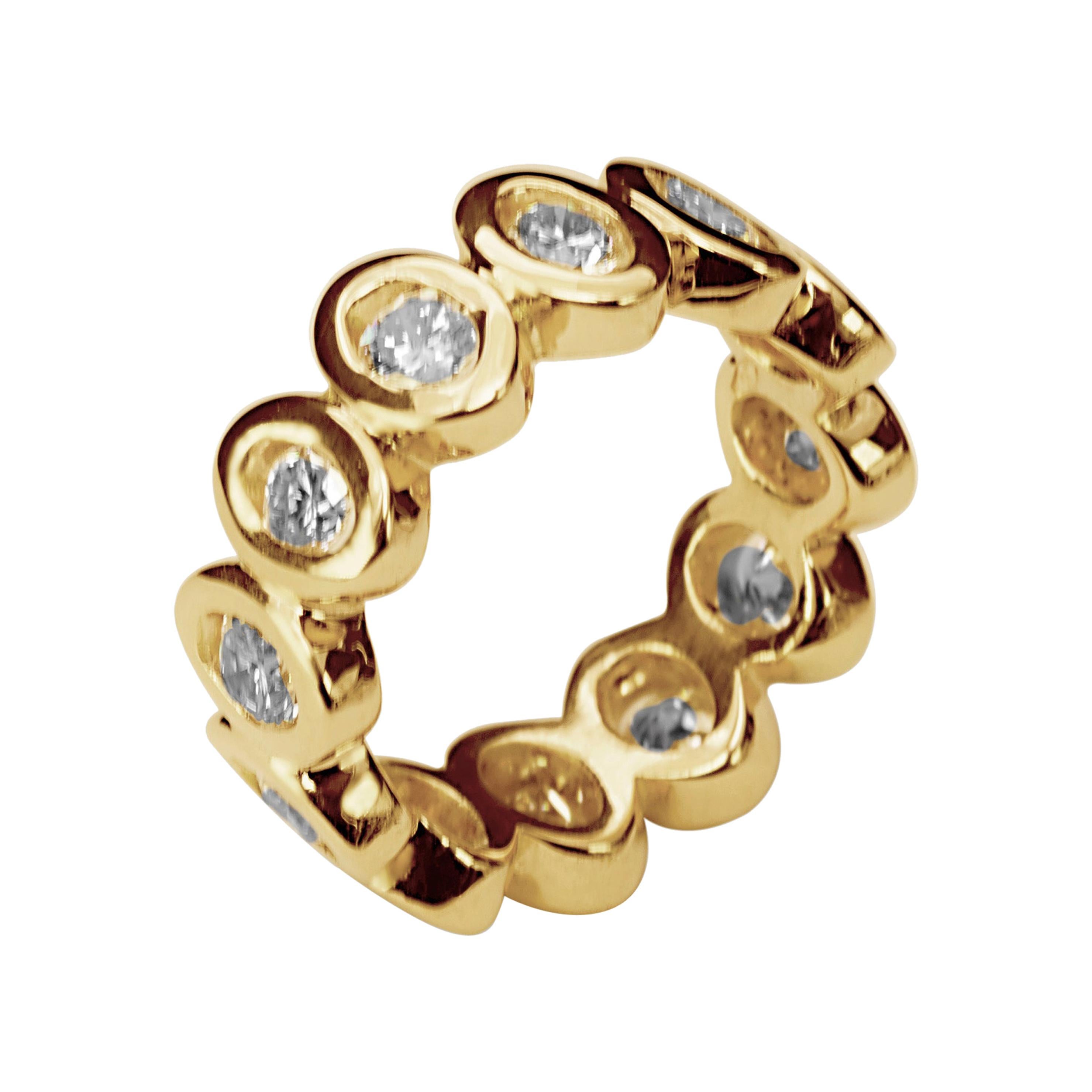 Modern 18K Yellow Gold 2.40 Karat 2.40 Carat GVVS1 Whi "Ellipse" Engagement Ring