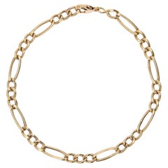 Modern 18 Karat Yellow Gold Alternating Curb Chain Stitch Bracelet