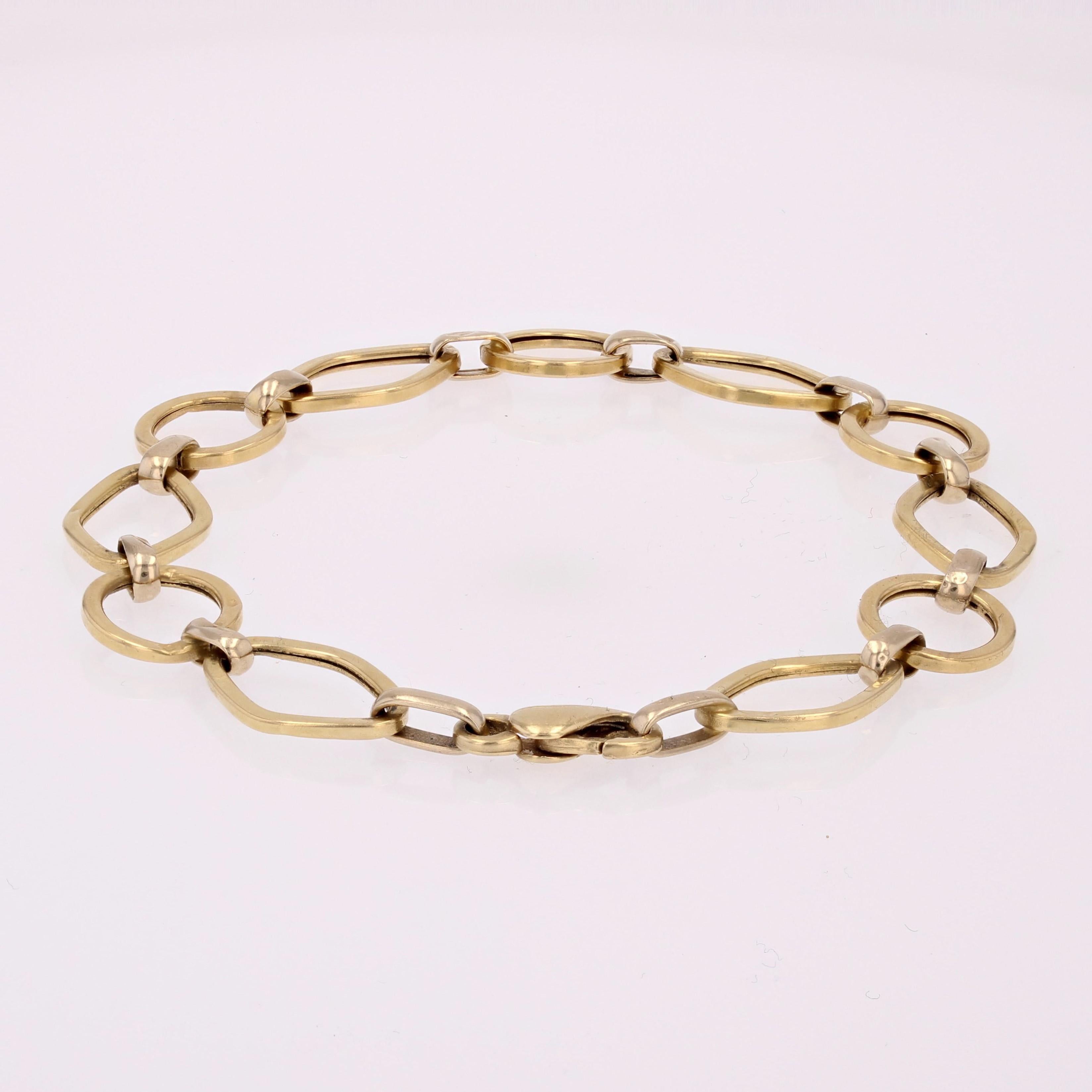 Women's Modern 18 Karat Yellow Gold Alternating Links Bracelet For Sale
