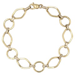 Modern 18 Karat Yellow Gold Alternating Links Bracelet