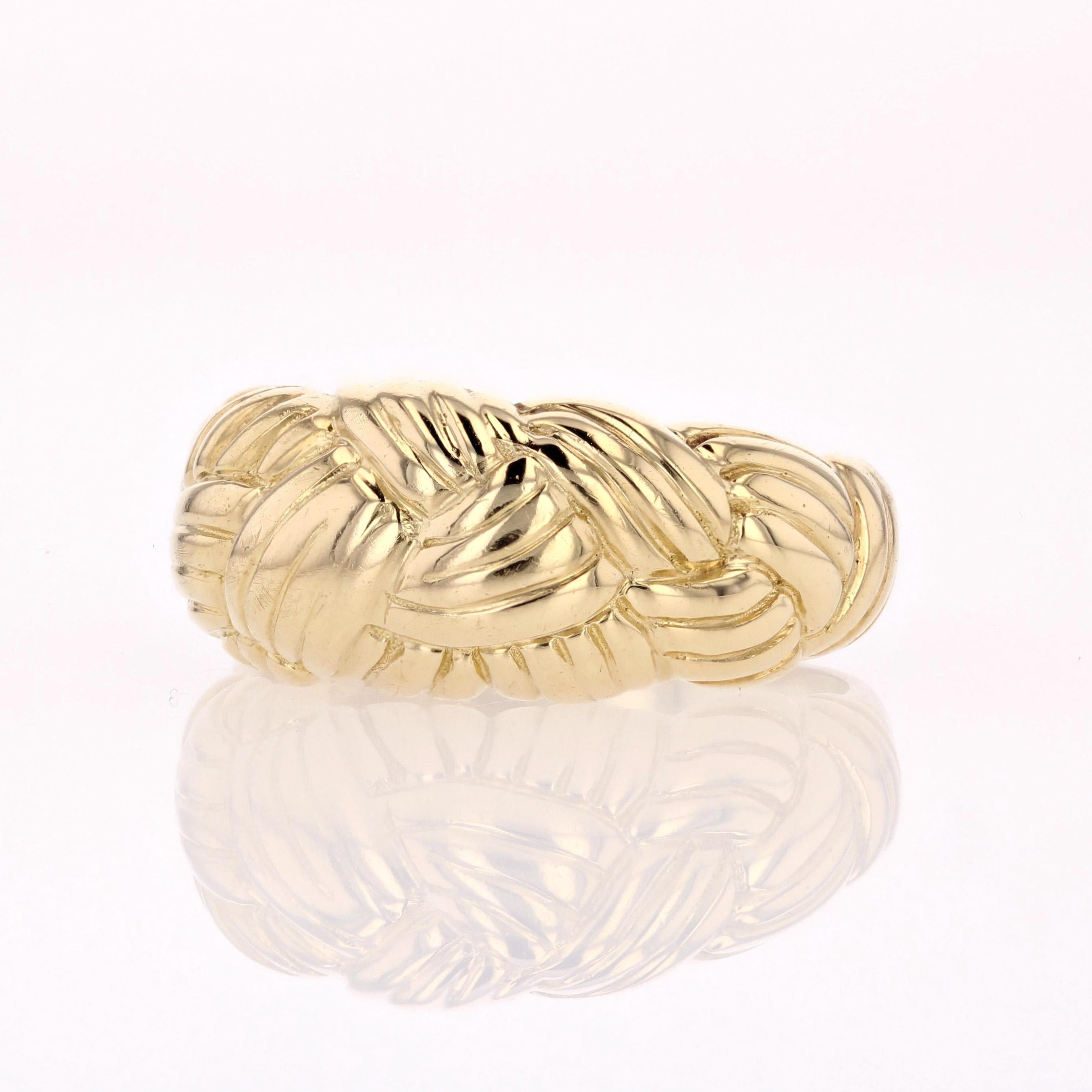 Women's Modern 18 Karat Yellow Gold Braided Bangle Ring For Sale