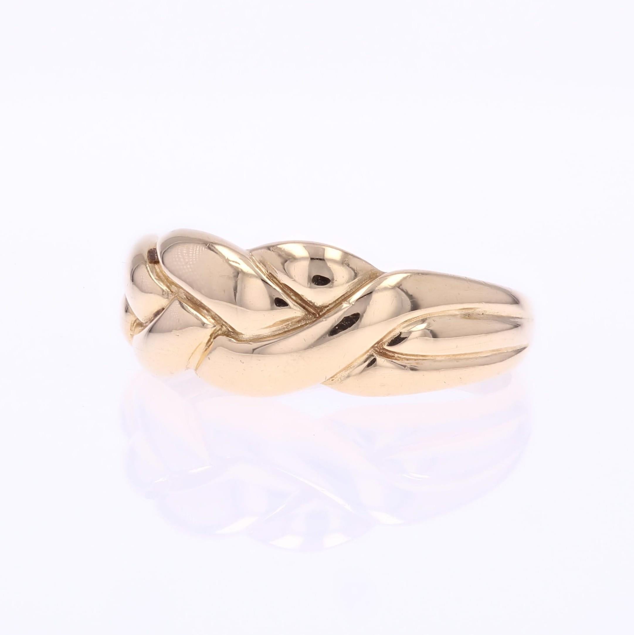 Women's Modern 18 Karat Yellow Gold Braided Bangle Ring For Sale